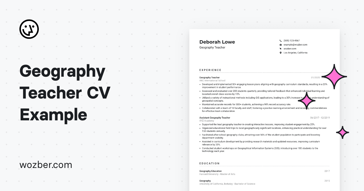 Geography Teacher CV Example