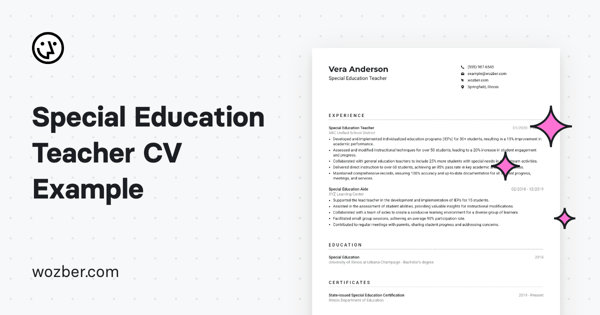 Special Education Teacher CV Example