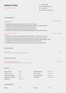 Accounting Analyst Resume Template #23