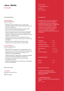 Bookkeeper Resume Template #3