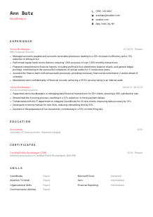 Bookkeeper Resume Template #1