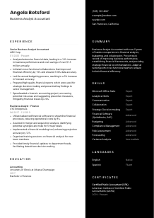 Business Analyst Accountant Resume Template #17