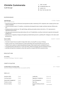 Audit Manager Resume Example