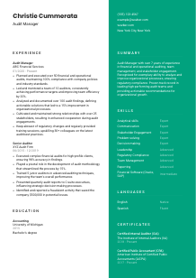 Audit Manager Resume Template #16