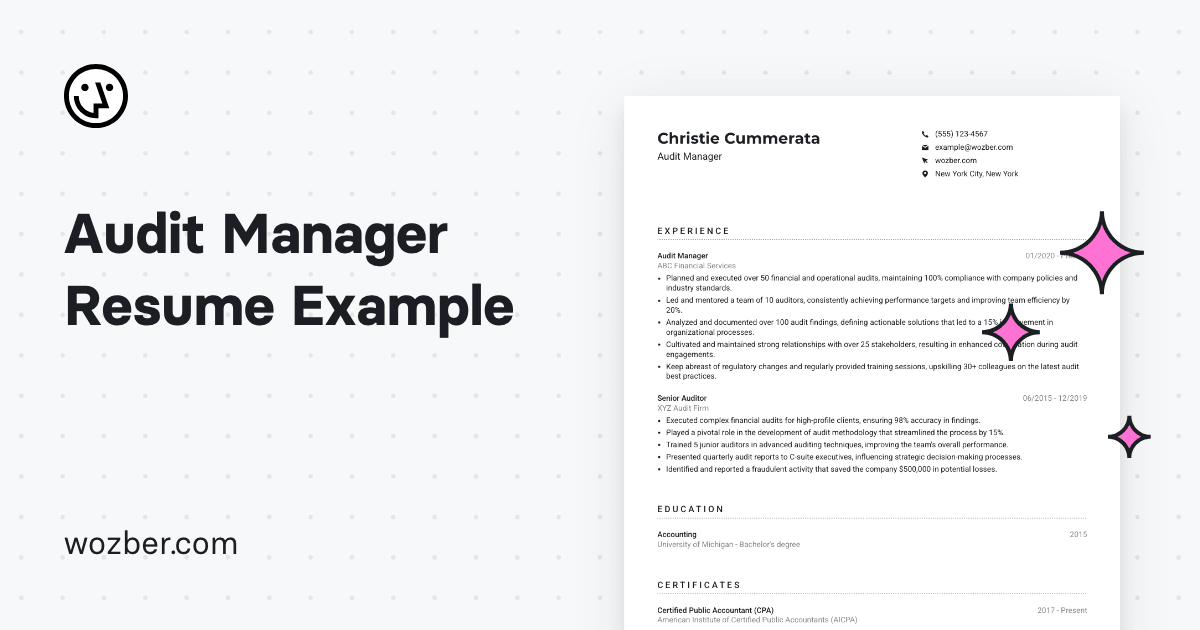Audit Manager Resume Example