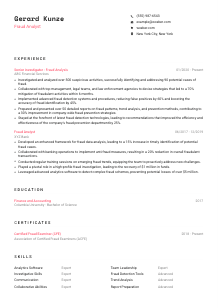 Fraud Analyst Resume Template #1