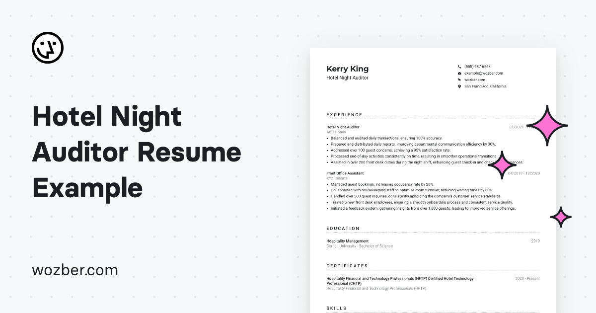 Hotel Night Auditor Resume Example   Og 