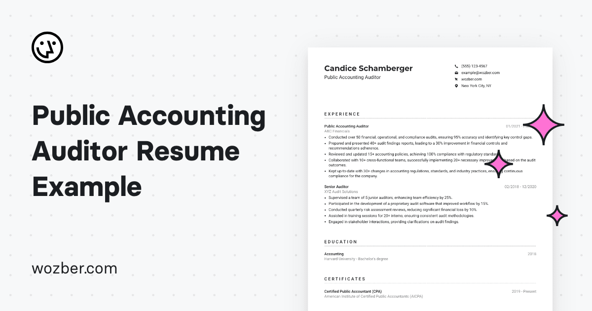 Public Accounting Auditor Resume Example