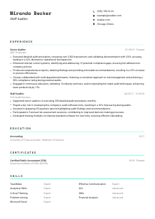 Staff Auditor CV Template #18