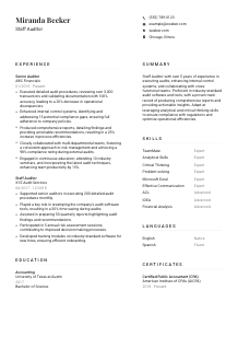 Staff Auditor CV Template #7