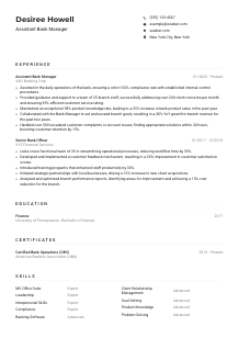 Assistant Bank Manager Resume Example