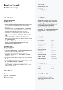 Assistant Bank Manager Resume Template #12