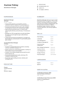 Bank Branch Manager Resume Template #2