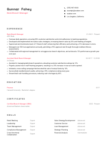 Bank Branch Manager Resume Template #1