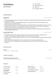Bank Manager Resume Example