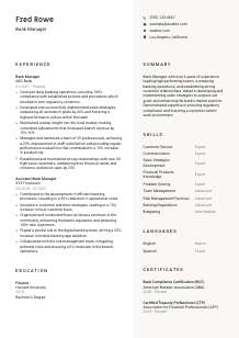Bank Manager Resume Template #2