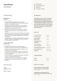 Bank Manager CV Template #2