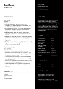 Bank Manager Resume Template #3