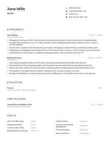 Banker Resume Example