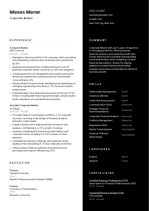 Corporate Banker Resume Template #3