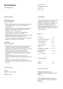 Loan Processor CV Template #2