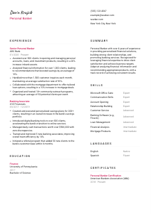 Personal Banker CV Template #2