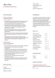Certified Financial Planner Resume Template #2