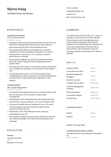 Certified Financial Planner Resume Template #1