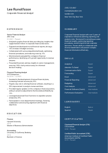 Corporate Financial Analyst CV Template #2