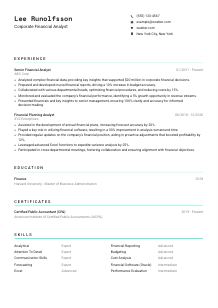 Corporate Financial Analyst CV Template #3