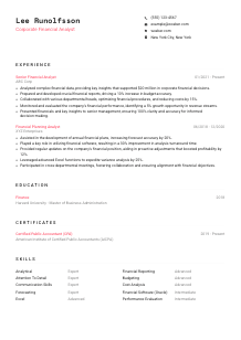 Corporate Financial Analyst Resume Template #1