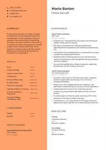 Finance Associate Resume Template #3