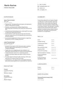 Finance Associate CV Template #1