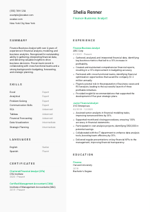 Finance Business Analyst Resume Template #2