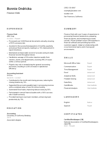 Finance Clerk CV Template #1