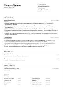 Finance Specialist Resume Example