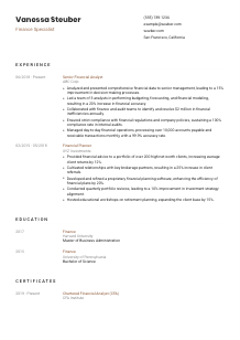Finance Specialist CV Template #6