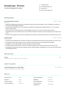 Financial Management Analyst Resume Template #3