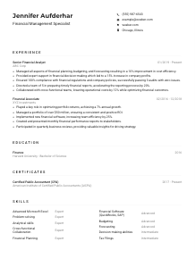 Financial Management Specialist Resume Example