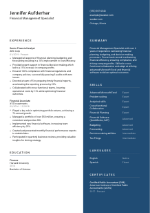 Financial Management Specialist Resume Template #15