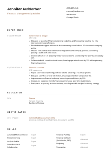 Financial Management Specialist CV Template #6