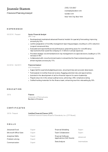 Financial Planning Analyst Resume Template #3