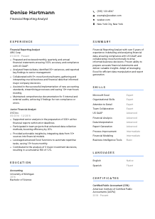 Financial Reporting Analyst CV Template #10