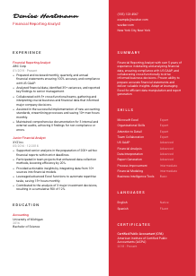 Financial Reporting Analyst CV Template #22