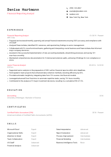 Financial Reporting Analyst CV Template #4