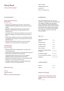 Financial Risk Analyst Resume Template #11
