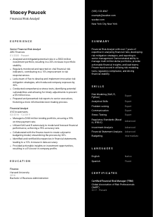 Financial Risk Analyst Resume Template #17