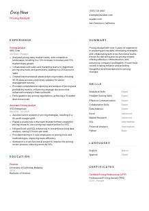 Pricing Analyst Resume Template #2