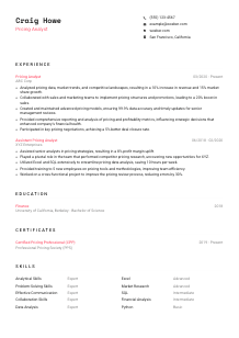 Pricing Analyst Resume Template #1
