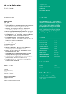 Branch Manager Resume Template #2